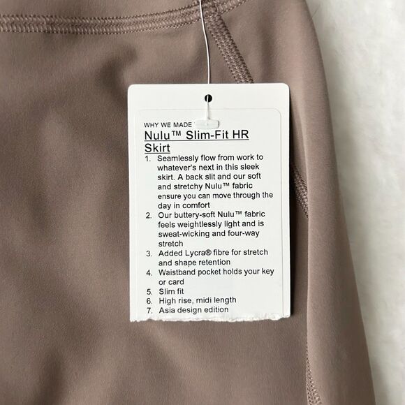 NEW Lululemon Nulu Slim Fit High Rise Skirt Taupetastic Size 4 - Picture 7 of 7